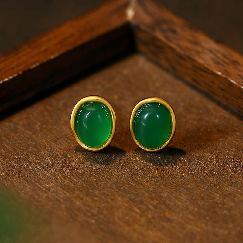 Earrings - Green Natural Jade Earrings Talismans Luxury