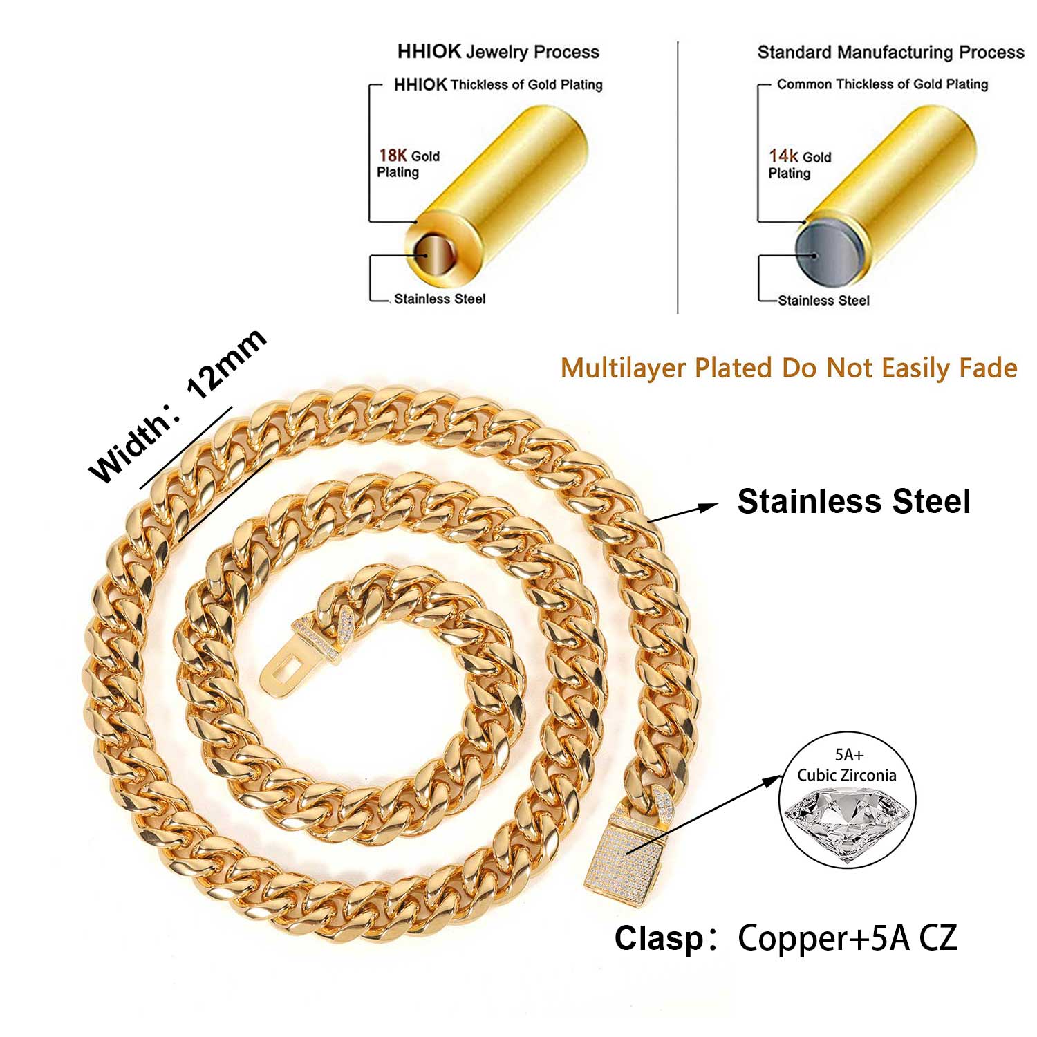 12mm Miami Mens Cuban Link Cha - Cuban Link Chain 12Mm 评论和价格