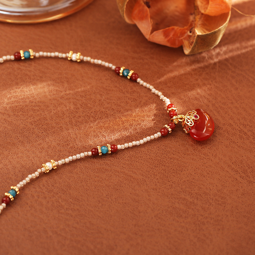 New Chinese Style Natural Red  - Pearl Choker Necklace Vintage 评论和价格
