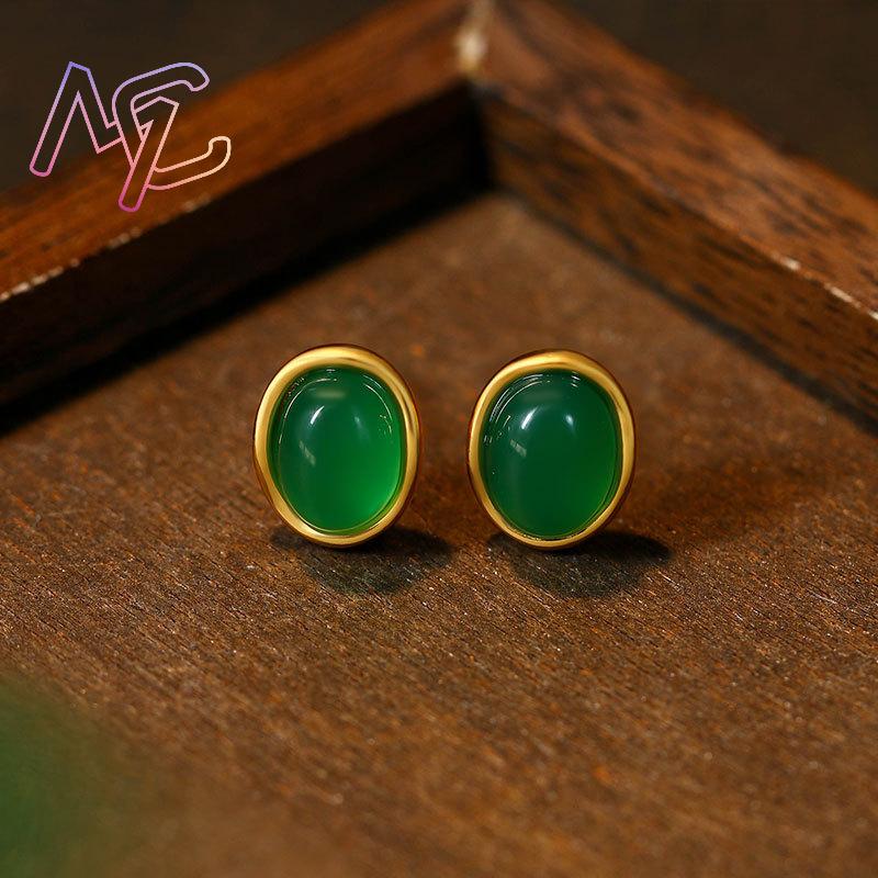 Green Natural Jade Earrings Ta - Earrings 评论和价格