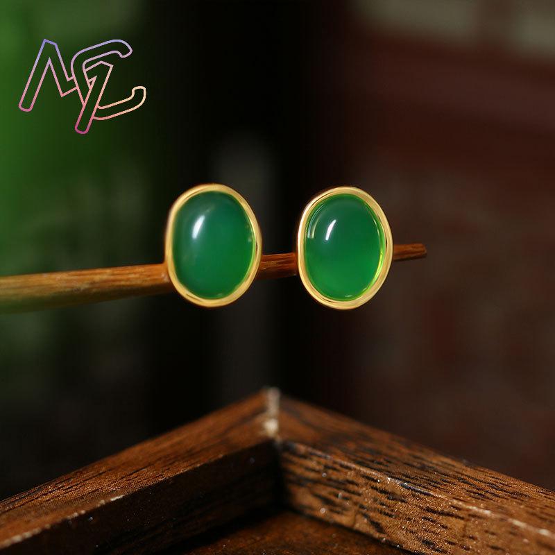 Green Natural Jade Earrings Ta - Earrings 评论和价格