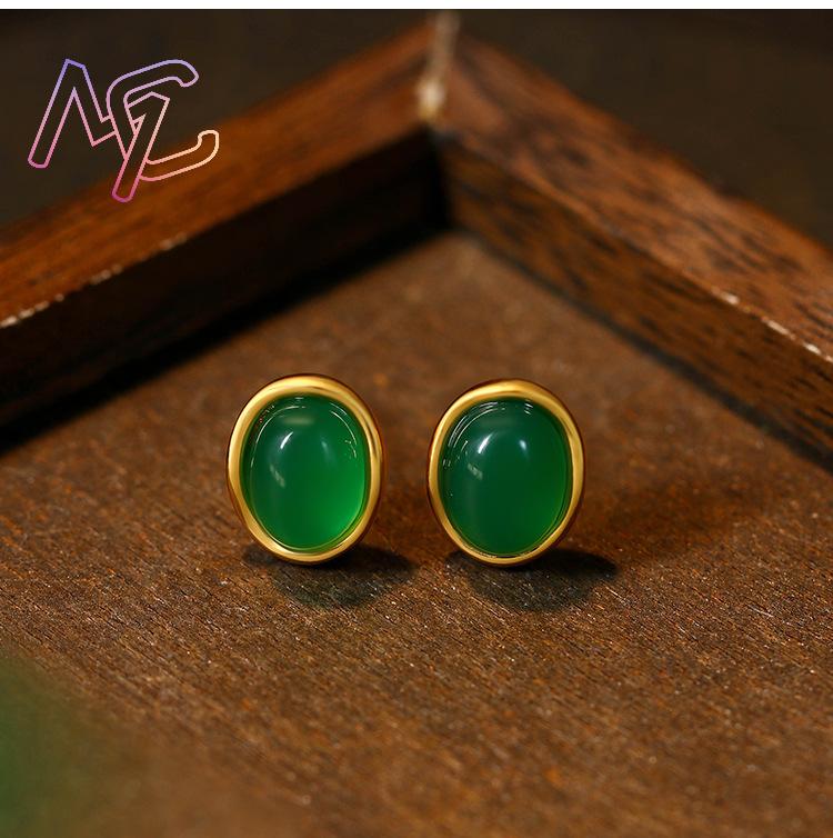 Green Natural Jade Earrings Ta - Earrings 评论和价格