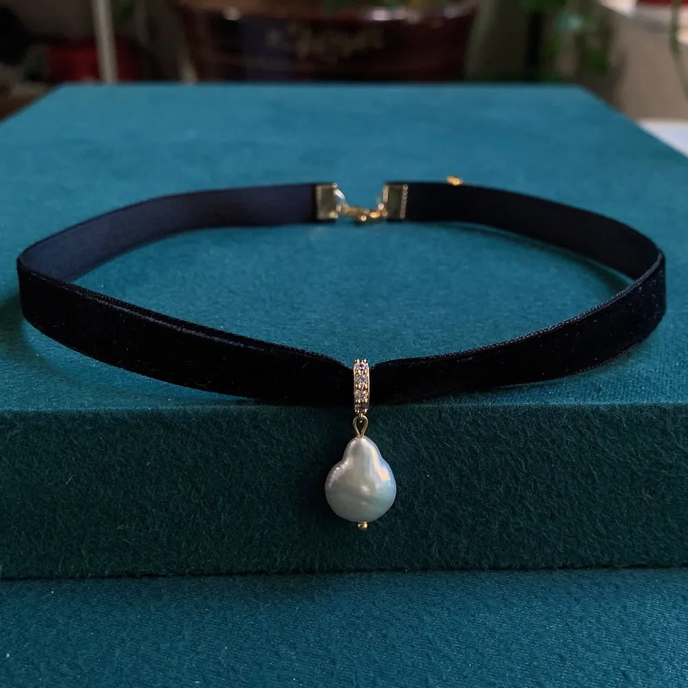 Black Velvet Ribbon Choker Irr - Pearl Choker Necklace Vintage 评论和价格