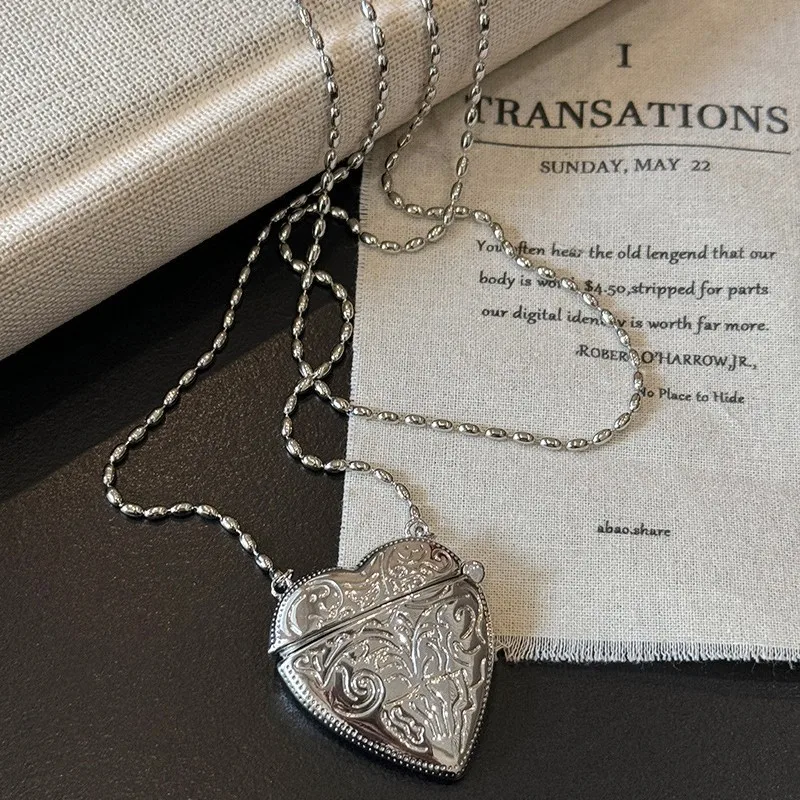 Y2K Romantic Heart Locket Pend - Heart Locket Necklace Photo 评论和价格