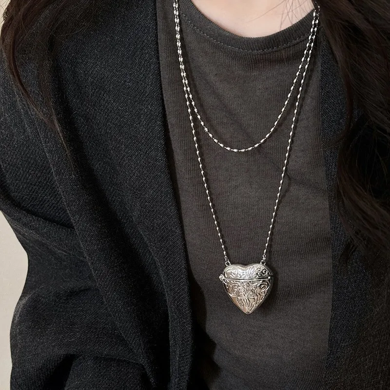 Y2K Romantic Heart Locket Pend - Heart Locket Necklace Photo 评论和价格