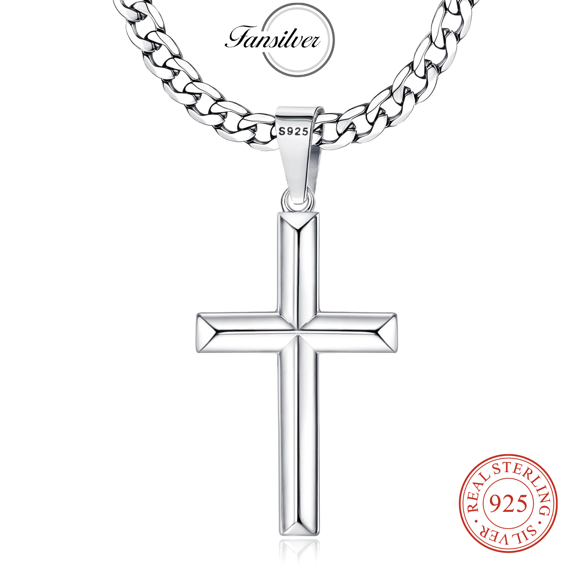 Fansilver 925 Sterling Silver  - 925 Sterling Silver Chain Necklace Men 评论和价格