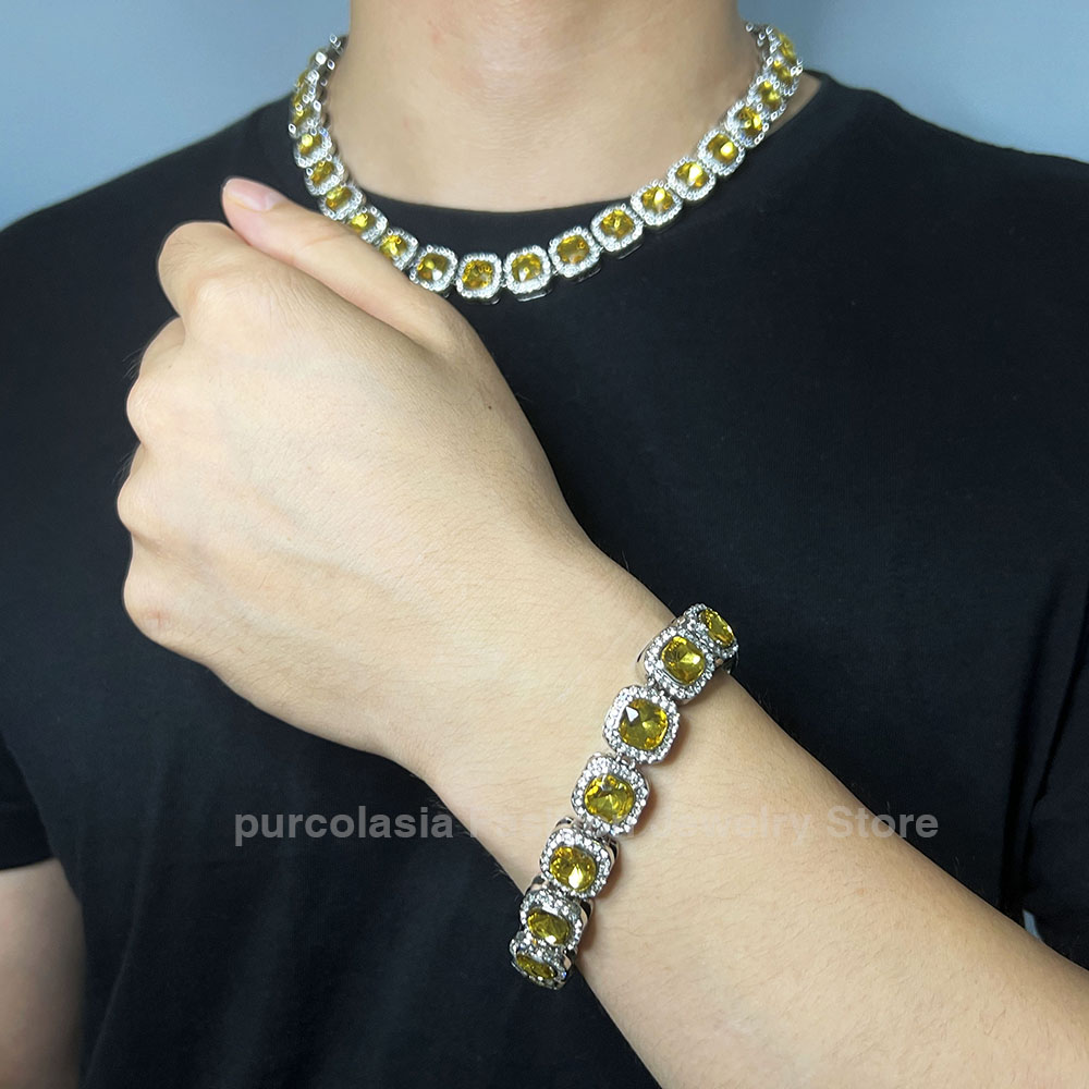 Brilliant Multi Colors Iced Ou - Cuban Link Chain 12Mm 评论和价格