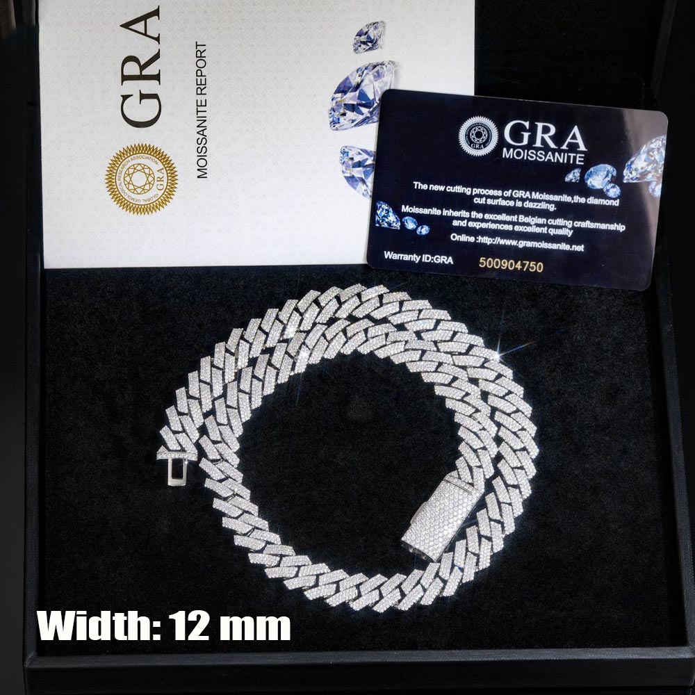 12mm 3 Rows Moissanite Iced Ou - Cuban Link Chain 12Mm 评论和价格