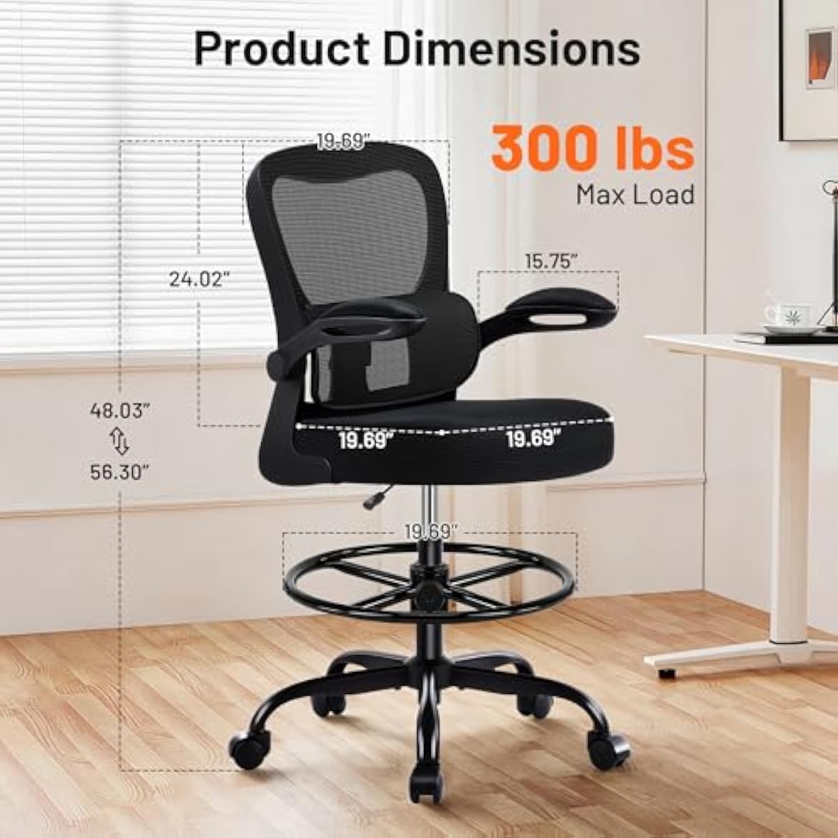 Ergonomic Drafting Chair with  - Rings 评论和价格