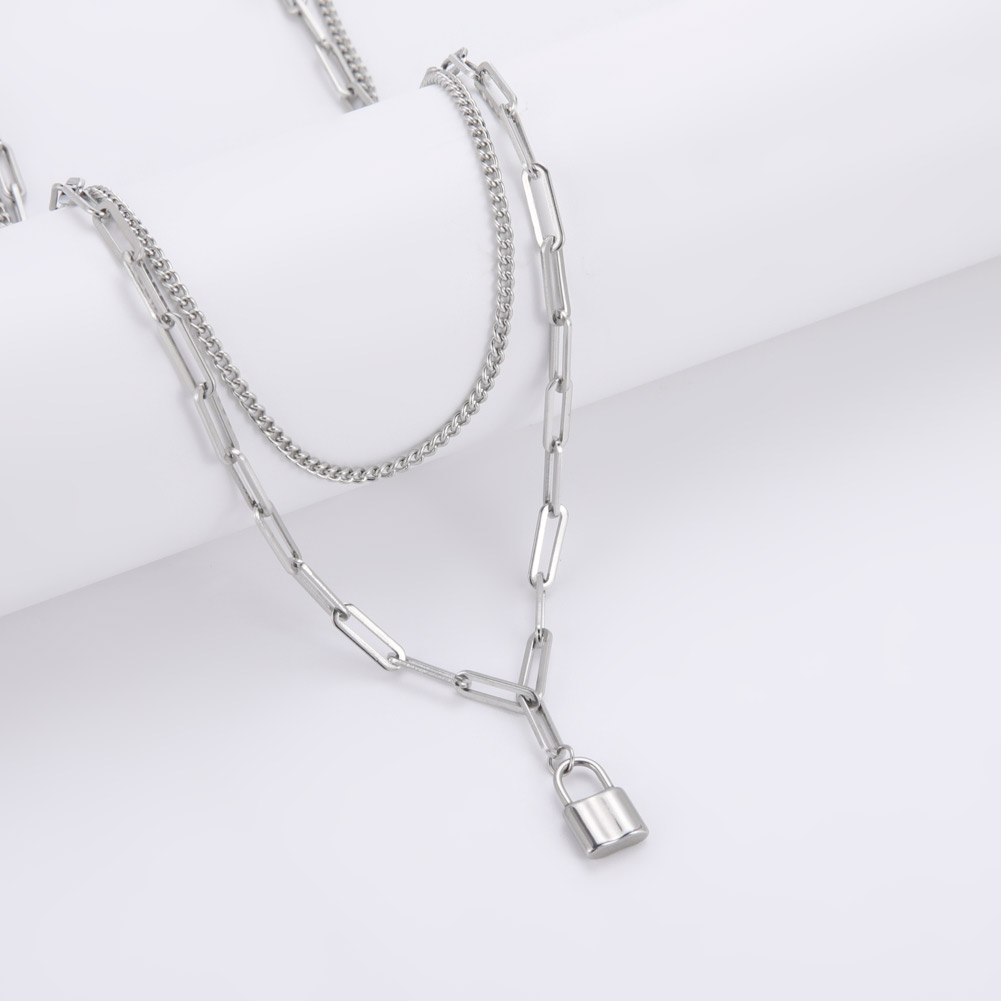 Unift Aesthetic Padlock Pendan - Layered Pendant Necklace Aesthetic 评论和价格