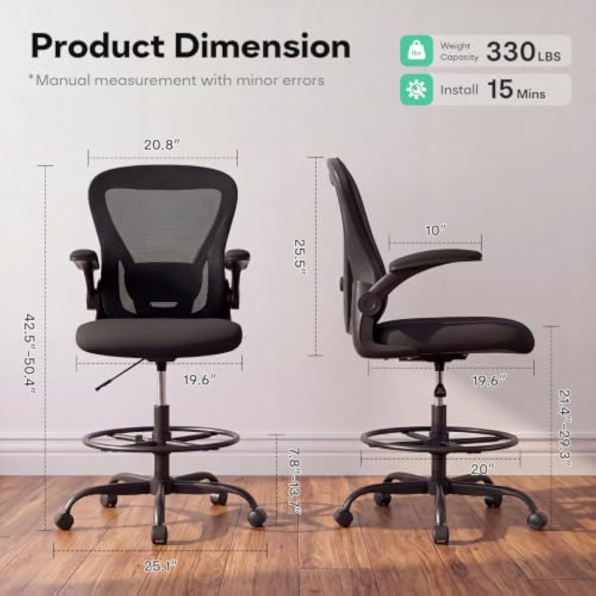 Ergonomic Tall Drafting Seat w - Rings 评论和价格