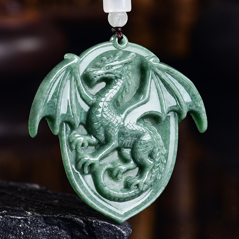 Natural Burmese Jadeite Dragon - Necklaces 评论和价格