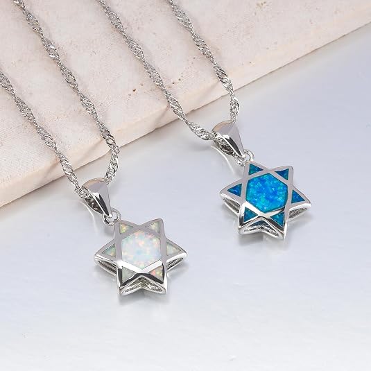 Star of David Opal Pendant Nec - Necklaces 评论和价格