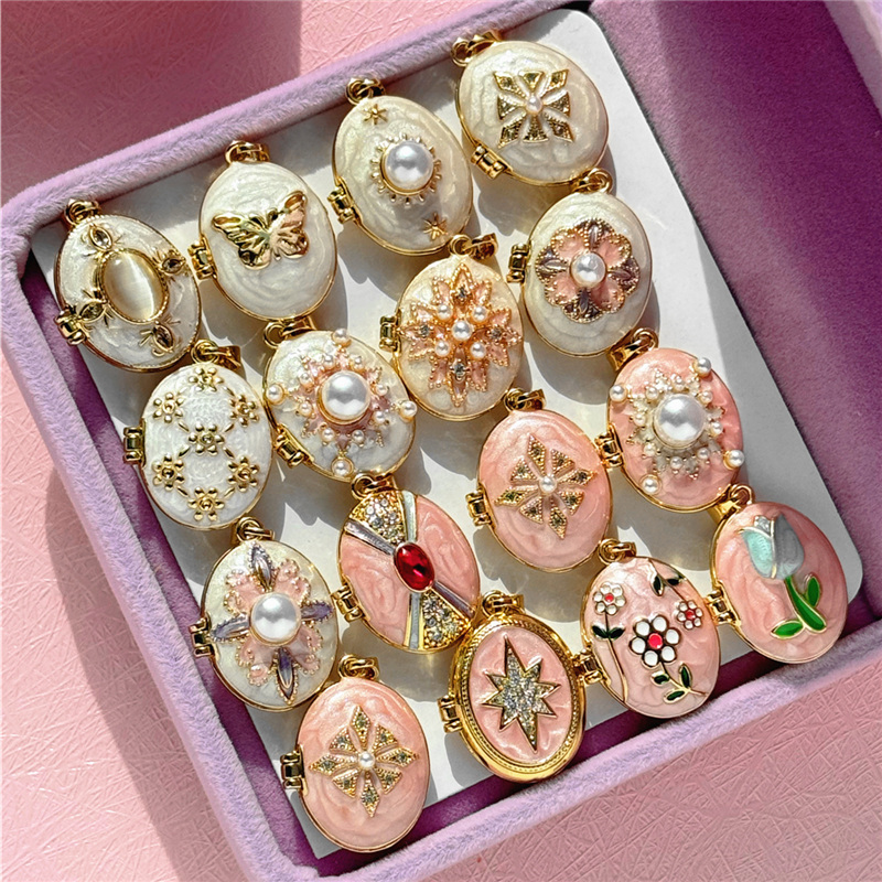 HangZhi Enamel Romantic Pink W - Heart Locket Necklace Photo 评论和价格
